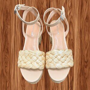 Marc Fisher Women's‎ Steel Braided Raffia Wedge Platform Sandals, Size 10